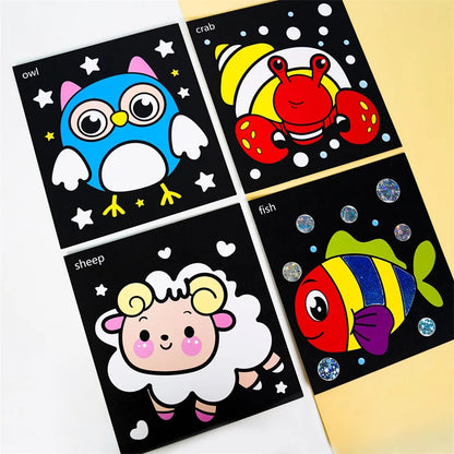 12Pcs DIY Cartoon Magic Transfer Painting Crafts for Kid Crafts Creative Drawing Educational Learning Art School Supplies