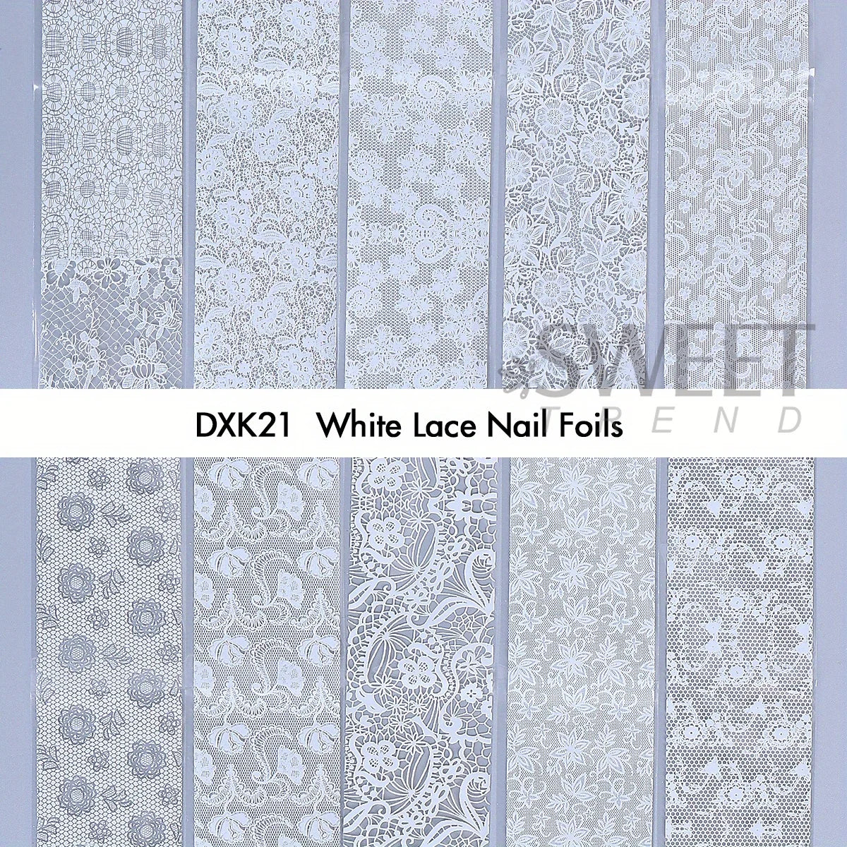 10/20pcs Elegant Black White Lace Flowers Nail Transfer Foils Fantasy Retro Floral Starry Sky Paper Sticker Manicure Accessories