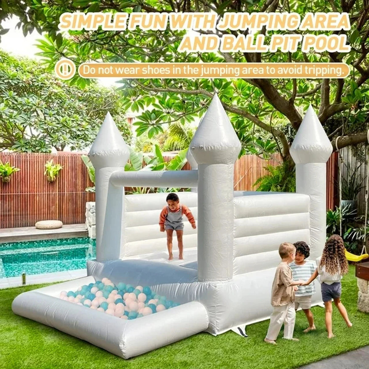 Commercial Durable White Wedding Bounce House Inflatable Combo Bouncy Castle With All Pvc For Indoor Outdoor Kids And Tollders