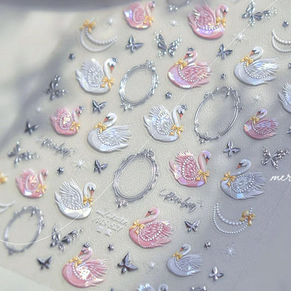 Cute Animal Face 5D Nail Art Stickers Cartoon Cat Bunny Dog Mouse Kawaii Expressions Simple Self Adhesive Manicure Decal DIY