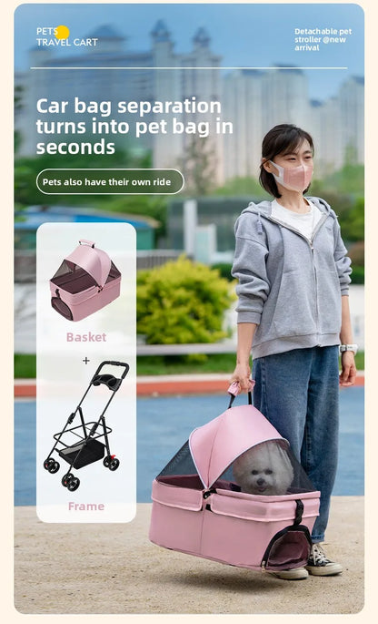 Pet cart Lightweight foldable out Pet cart Small dog cart Separable basket pet carriers and travel gear