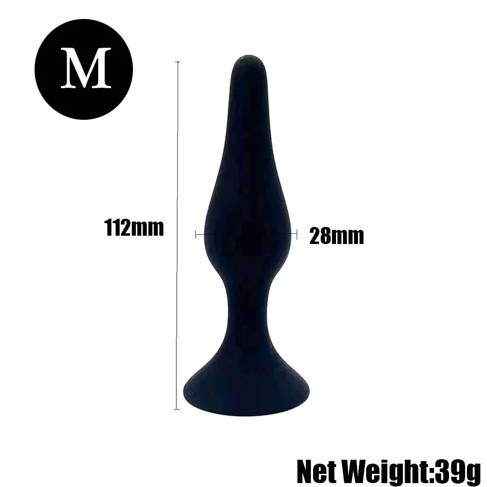 Silicone Pleasure Anal Plug 4-Piece Set - Anal Stimulation Beads, Hands-Free Suction Cup Anal Plug, Adult Erotic Sex Toy