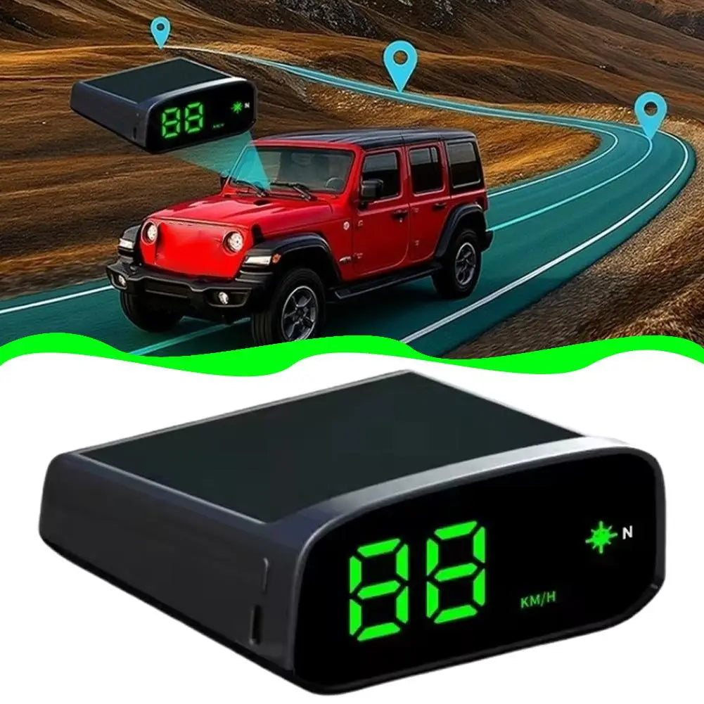 Solar HUD Head-up Display HD LED Car Speedometer Solar+Type-C Dual Charging Overspeed Alarm Safe Driving Universal Accessories