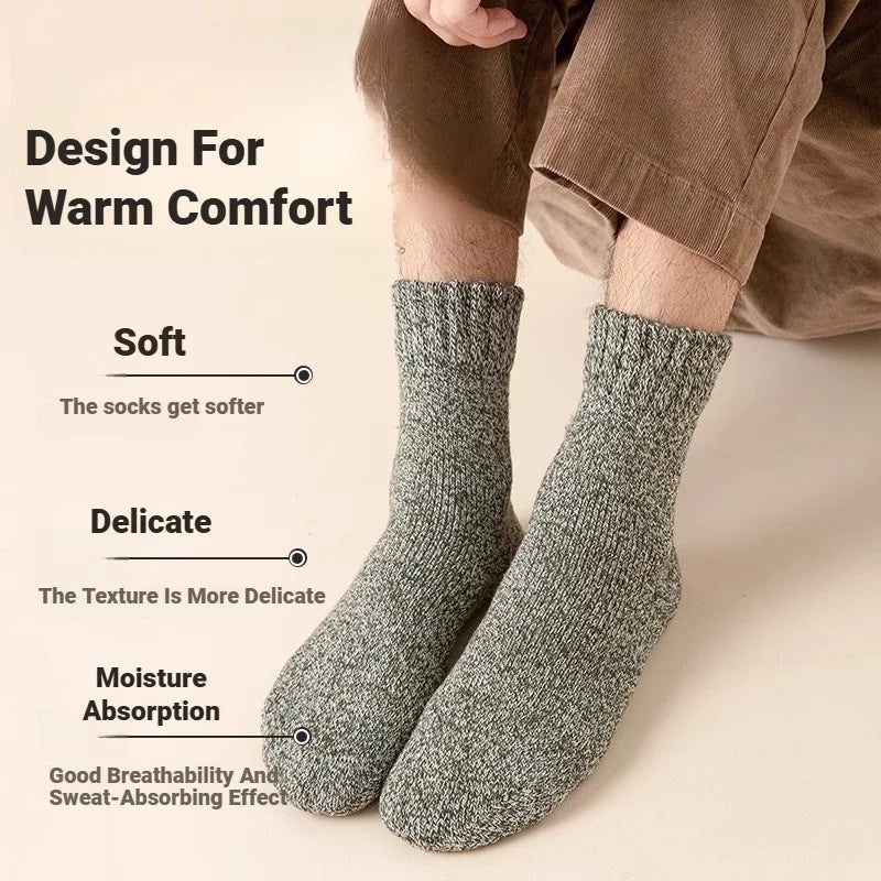 CHUANGERM 3 Pairs Men's Winter Thermal Socks Thick Warm Snow‑Proof Casual Outdoor Daily Wear Soft Comfort Meias Masculinas