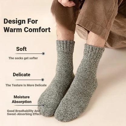 CHUANGERM 3 Pairs Men's Winter Thermal Socks Thick Warm Snow‑Proof Casual Outdoor Daily Wear Soft Comfort Meias Masculinas