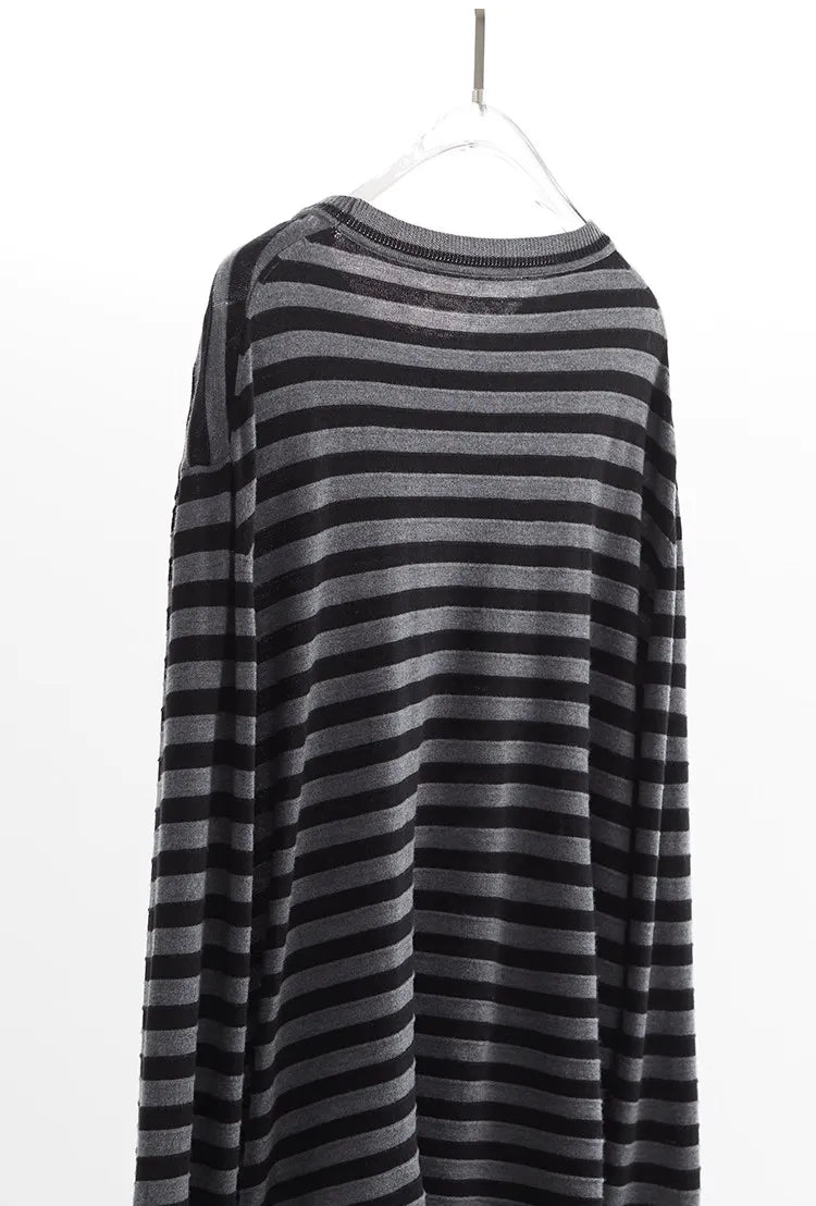 Classic Striped Long Sleeve T-Shirt Casual Versatile Knitted Pullover Top for Women 2026 Spring New Style