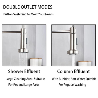 Kitchen Faucets Brush Brass Faucets for Kitchen Sink Single Lever Pull Out Spring Spout Mixers Tap Hot Cold Water Crane