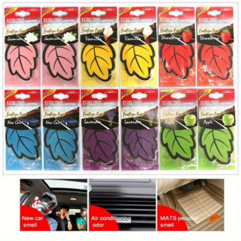 6/30/60/120/240/360/600pcs Leaf Shape Car Air Freshener  Paper Auto Hanging Vanilla Perfume Fragrance Accessories Interior