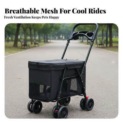 Dog Stroller Foldable Lightweight Sturdy Oxford Material for Travel