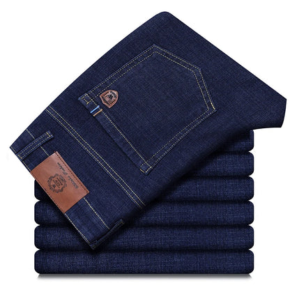 2026 New Style Business Men's Jeans Casual Straight Stretch Fashion Classic Blue Black Work Pant Denim Trousers Male Clothing