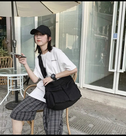 Classic Vintage Canvas Shoulder Bag Women Solid Soft Travel Women Crossbody Bag Large Capacity Fashion Handbag Tote Bag Women
