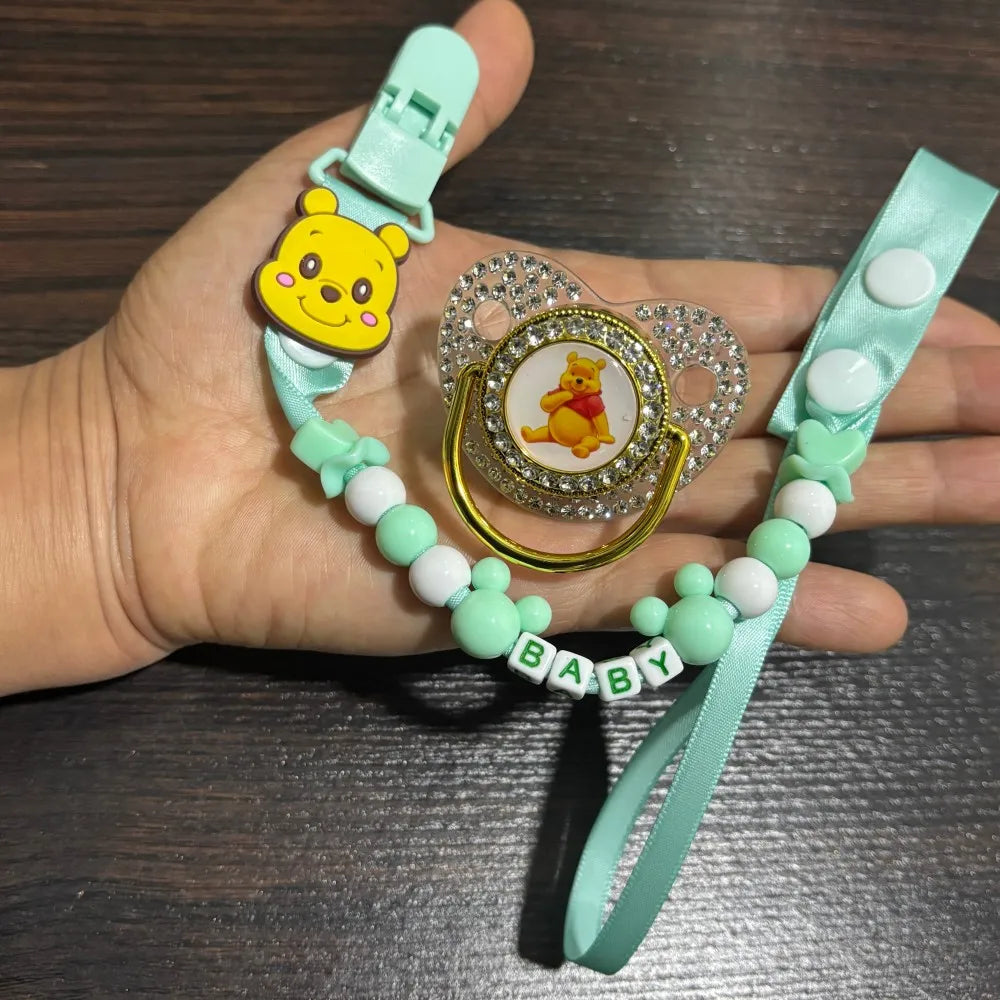 Luxurious zirconium baby nipple & nipple holder with cartoon print for chewing on baby's nipple Suitable for newborns Anti-drop