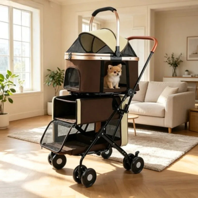 2026 New Multi Layer Pet Cart for Cats Dogs, Large Space Detachable Pet Carriers and Travel Gear