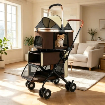 2026 New Multi Layer Pet Cart for Cats Dogs, Large Space Detachable Pet Carriers and Travel Gear