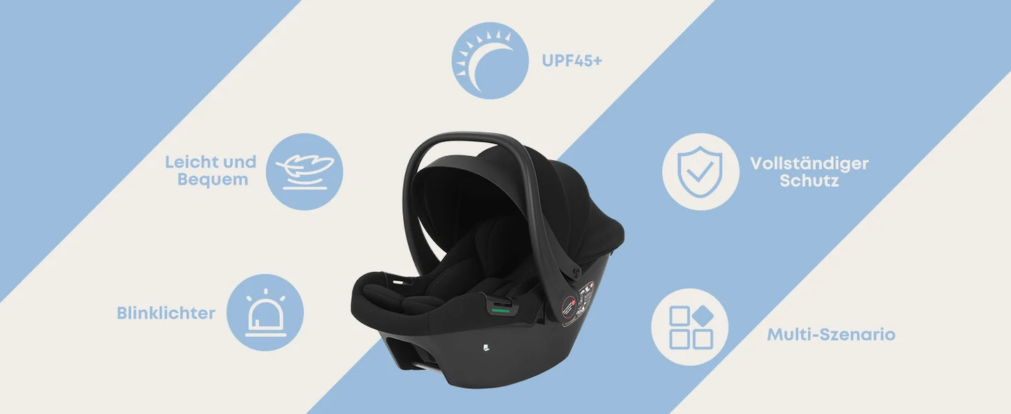 Infant Baby Car Seat Newborn 0-12 Months Max 12kg Sun Canopy Padded Seat 3-Point Safety Belt Side Protection I-Size Baby Car Sea