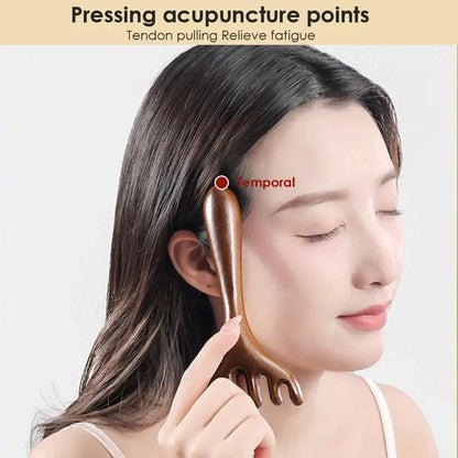 Lymphatic Contour Face Brush & Wooden Meridian Massage Comb Anti-static 6-Claw,Jawline Sculpting,Drainage Massager for Face&Head