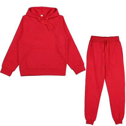 Men's Autumn and Winter New Solid Color Hoodie+pants Two-piece Set Fashionable Casual Sports Set Size S-3XL