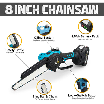 Gisam 8 Inch Brushless Electric Saw One-handed  Electirc ChainSaw Woodworking Garden Tool Pruning Saw For Makita 18v Battery Pin