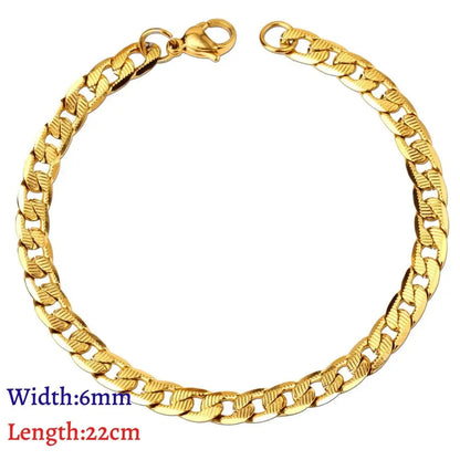 LUXUKISSKIDS Stainless Steel Couple Men/Woman Bracelets Fashion Curb Cuban Link Chains On Hand Rock Bracelet Wrist Jewelry Gifts