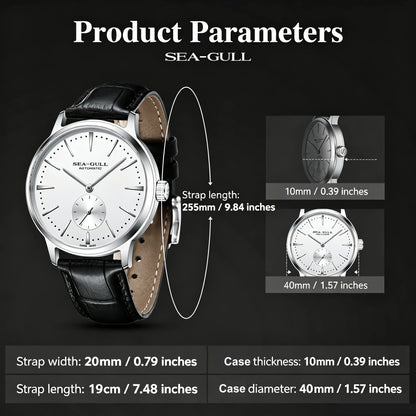 Seagull New Business Watch Men's Mechanical Wristwatches 50m Waterproof Leather Valentine Male Watches Relogio Masculino 6075