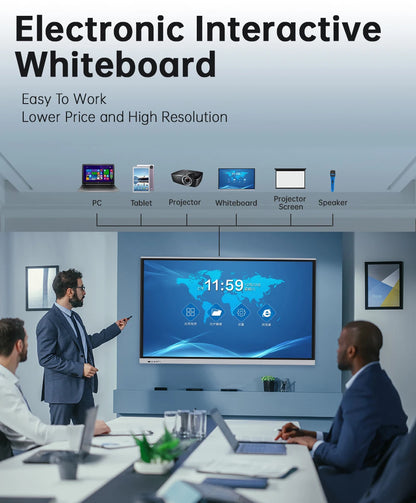 65 75 86 Inch Smart Tv for Classroom and Conference, Digital Electronic Whiteboard 4K HD Touch Screen Interactive Board On Wheel