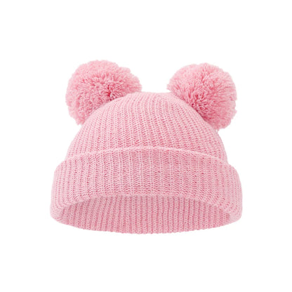 0-12M Solid Knitted Cute Pom Pom Cap Newborn Boys Girls Turban Hats Hospital Bonnets Infant Autumn Winter Headwraps Kid Headwear