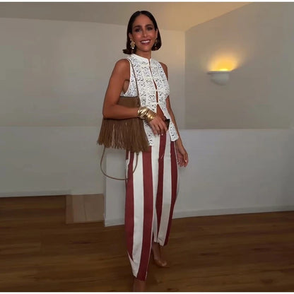 Casual Striped Women's Jeans Mid-rise Single Button Pockets Lady Curved-leg Pants 2026 Spring Summer Fashion Female Trousers
