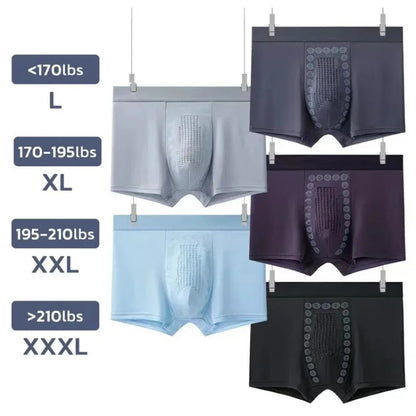 5 pcs Men's Boxer Briefs with Massage Beads Magnetic Therapy Mid Waist Breathable Quick Dry Men's Underwear for Sports Fitness