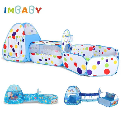 IMBABY 3 in 1 Ball Pool Folding Tent Tunnel for Children Ball Pit Playpen Crawling Tunnel Playground Corral Demgames Games Fence