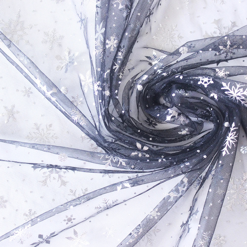 Silver Snowflake Tulle Mesh Fabric Girl Doll Dress Christmas party wedding Decration DIY Sewing Cloth accessories