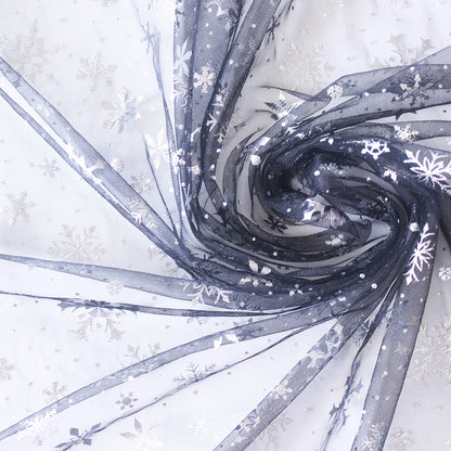 Silver Snowflake Tulle Mesh Fabric Girl Doll Dress Christmas party wedding Decration DIY Sewing Cloth accessories