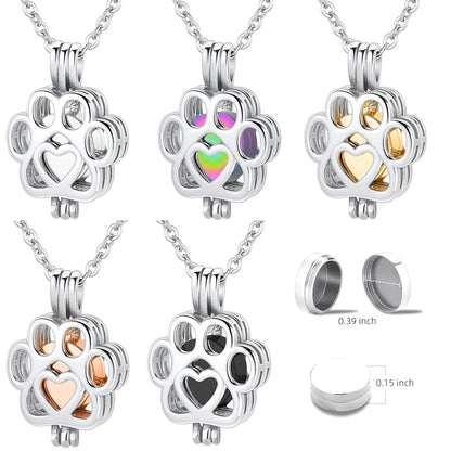 Pet Cremation Jewelry for Dog/Cat Ashes Stainless Steel Paw Print Pendant Necklace Pet Memorial Necklace with Mini Urn Cat/Dog