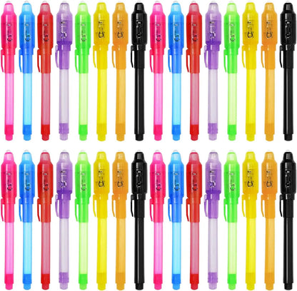 Invisible Ink Pens with UV Light,8 Colors Glow ,Secret Message Writing Detective Party Favors, Birthday Christmas