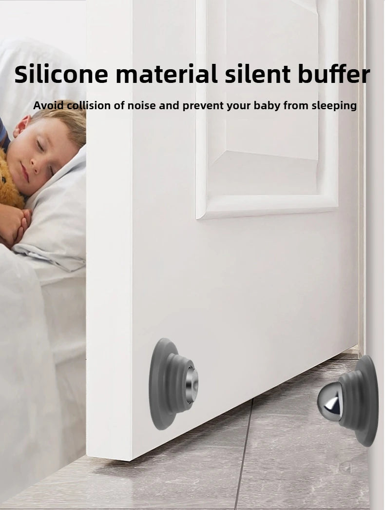 Magnetic Door Stopper Holder Free-punch Kitchen Door Stop Silicone  Anti Collision Windproof Household  Accessories Retainer