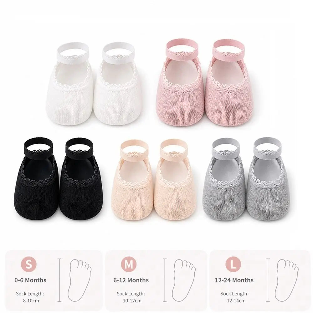 Baby Socks Newborn Socks Summer Lace Baby Socks Solid Color Princess Baby Girl Socks Infant Anti-slip Socks With Rubber Soles