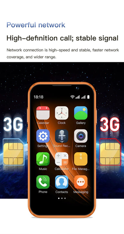 SERVO 17SE mini Smartphone Android Dual SIM 3G Network 2GB RAM 16GB ROM 3.0-inch Tiny Screen‌ Phones Face Unlock GPS WiFi Camera Small Pocket Cellphone