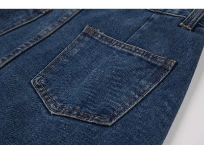 Korean Style Slim Bodycon Blue Skirts For Women 2026 Spring Summer New High Waist Split Denim Midi Skirt