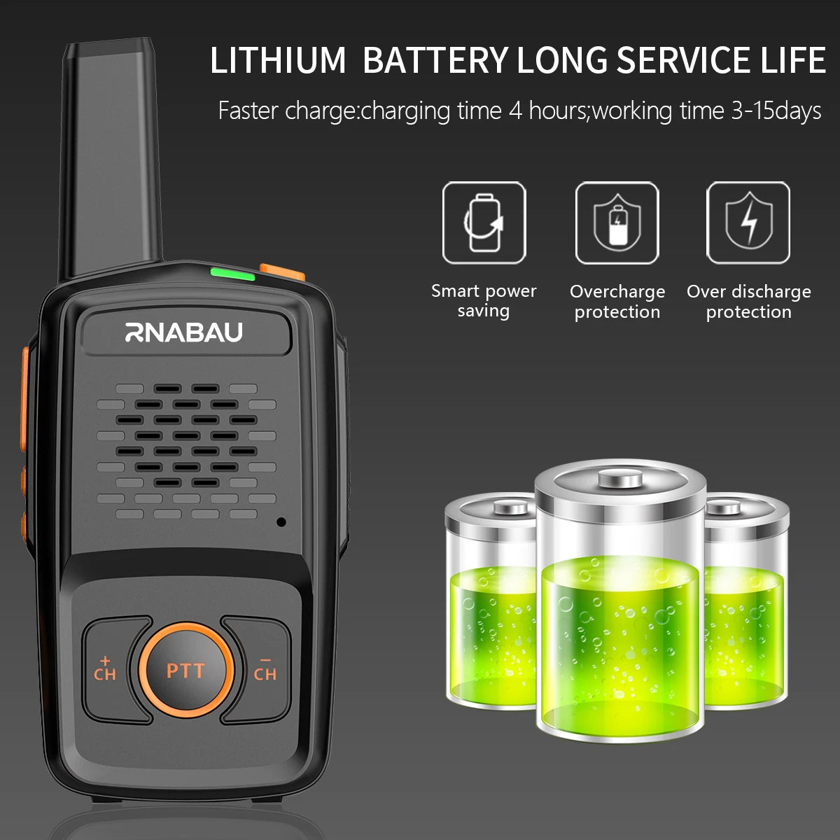 Mini Walkie Talkie RNABAU 16 Channels Professional MT-N1 UHF 400-470MHZ Match Baofeng Two Way Radio
