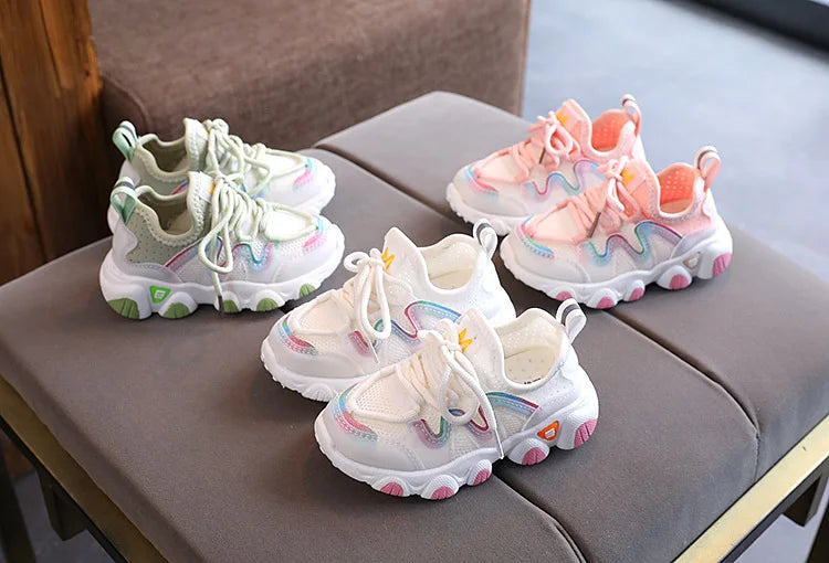 2022 Breathable Toddler Boy Sneakers Stretch Fabric Fashionable Baby Running Shoes Pink School Girl Sports Shoes Sneakers