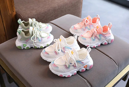 2022 Breathable Toddler Boy Sneakers Stretch Fabric Fashionable Baby Running Shoes Pink School Girl Sports Shoes Sneakers