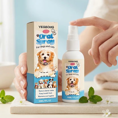 Pet Oral Spray Removing Dental Plaque Eliminating Odors Freshen Breath Soothing Gums Mild Formula No-Brush Pet Dental Care Agent