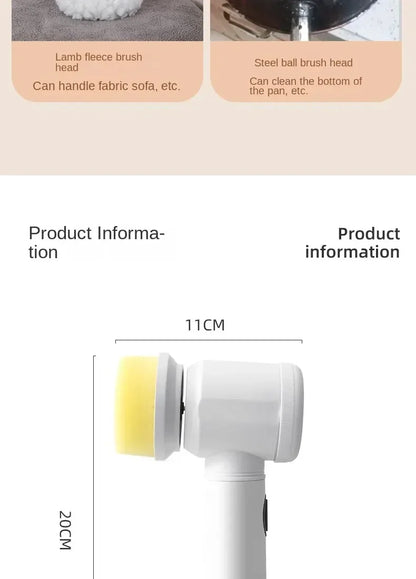 Wireless Electric Spin Scrubber Power Cleaning Brush For Kitchen Bathroom Car Tiles Multi Function Portable Scrub Tool