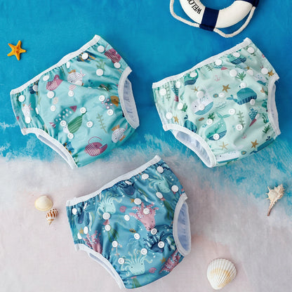 Elinfant 3PCS Mesh Cloth Inner Washable Swimming Diapers For Pool, Beach,Training Pants Swim Underpants For 3-15kg Boys Girls
