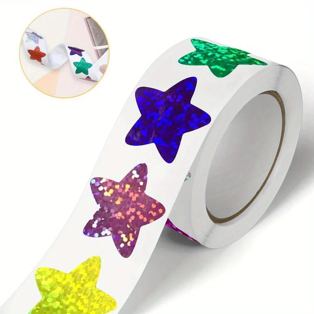 Colorful Star Stickers for Kids Reward School Classroom Adhesive Holographic Star Stickers for Teachers DIY Craft