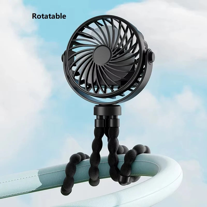 Mini Clip On Fan for Car Seat Crib Baby Stroller Fan Handheld Rechargeable USB Fan Small Cooling Fans Baby Stroller Accessories