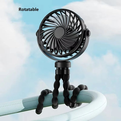 Mini Clip On Fan for Car Seat Crib Baby Stroller Fan Handheld Rechargeable USB Fan Small Cooling Fans Baby Stroller Accessories