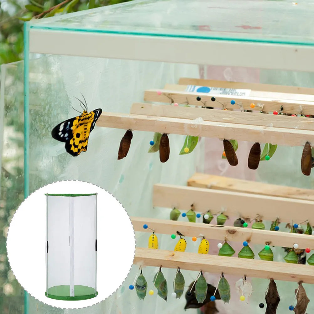 Butterflies Habitat Cage Premium Transparent Mesh Lightweight Breeding Cage Zipper Design Outdoor Observation House Portable