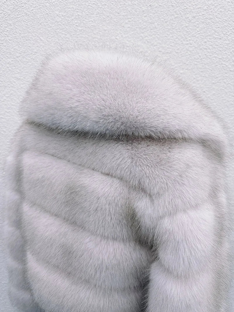 ZADORIN Luxury Big Collar Spliced Cropped Faux Fur Coat Woman Clothing Thicken Furry Faux Fur Jacket Winter Fur Coats Top Mujer