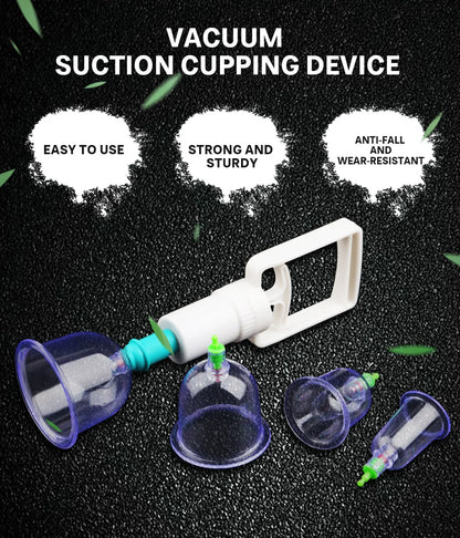 6-Piece Suction Cup Set with Hand Pump – Vacuum Cupping Tool for Back & Body Use