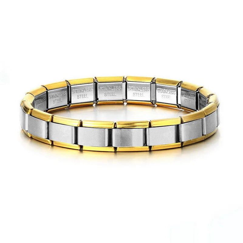 New Women's Men's Jewelry DIY 9MM Width Italian Elastic Charm Bracelet Solid Color Stainless Steel Fashion Bangle
